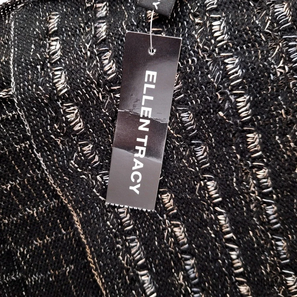Ellen Tracy Knit Scarf Black Metallic Accent Wrap NEW W/TAGS